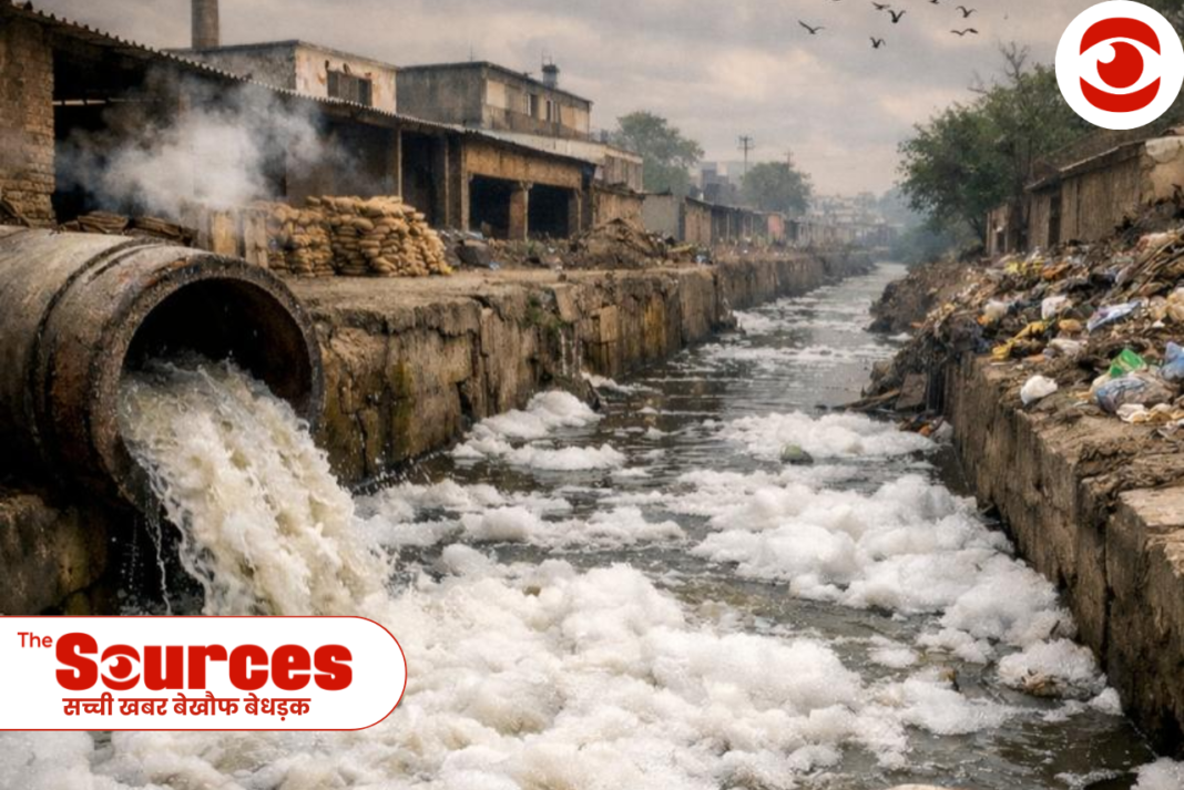 आलू पपड़ी कारखानों से निकल रहा दूषित पानी, नालियों में बह रहा सफेद झाग; पर्यावरण और जल जीवों पर खतरा