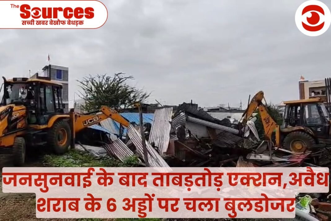 जनसुनवाई के बाद ताबड़तोड़ एक्शन,अवैध शराब के 6 अड्डों पर चला बुलडोजर